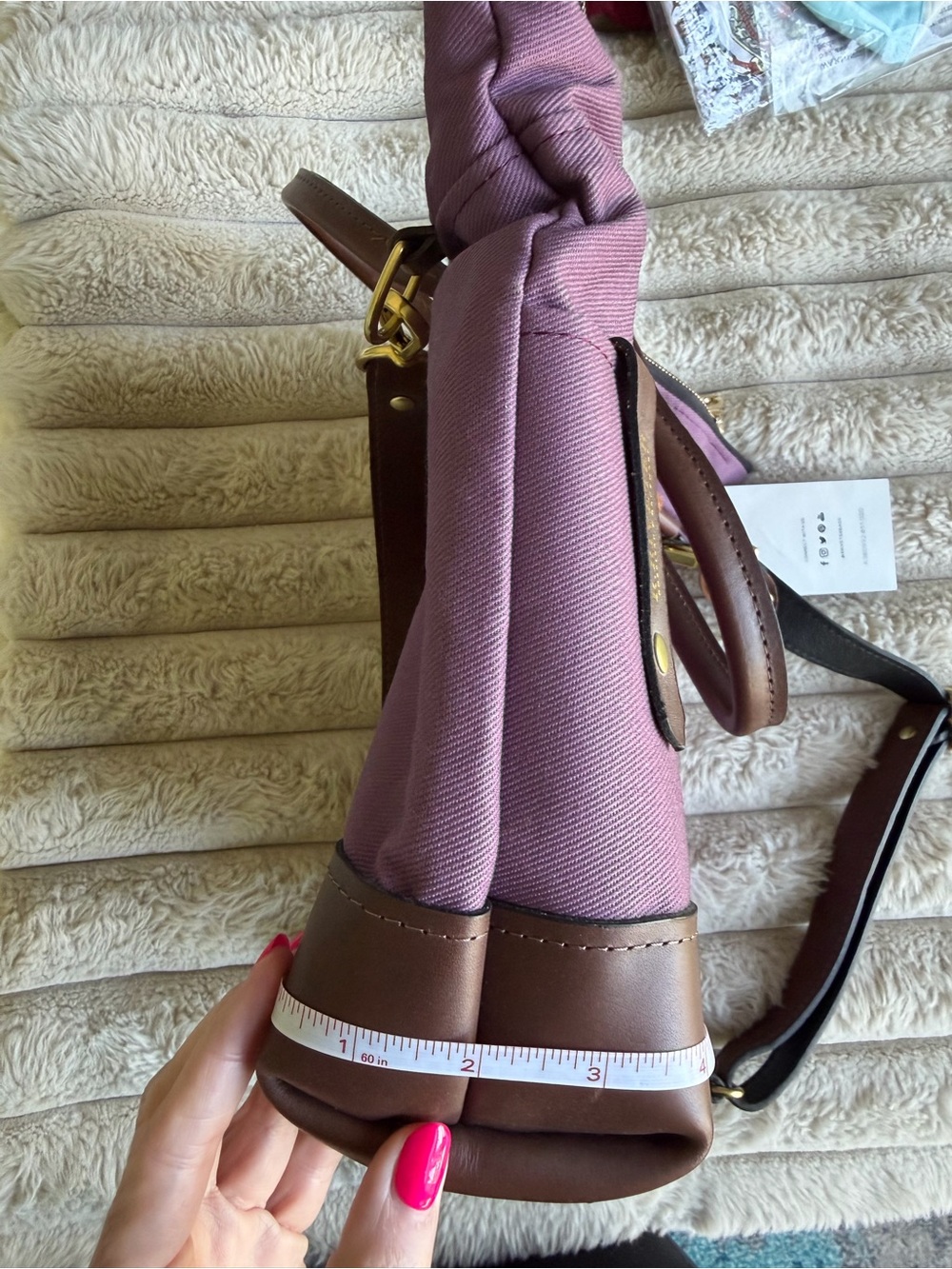 R.Riveter Purple Canvas & Brown Leather Bag - Picture 9 of 9